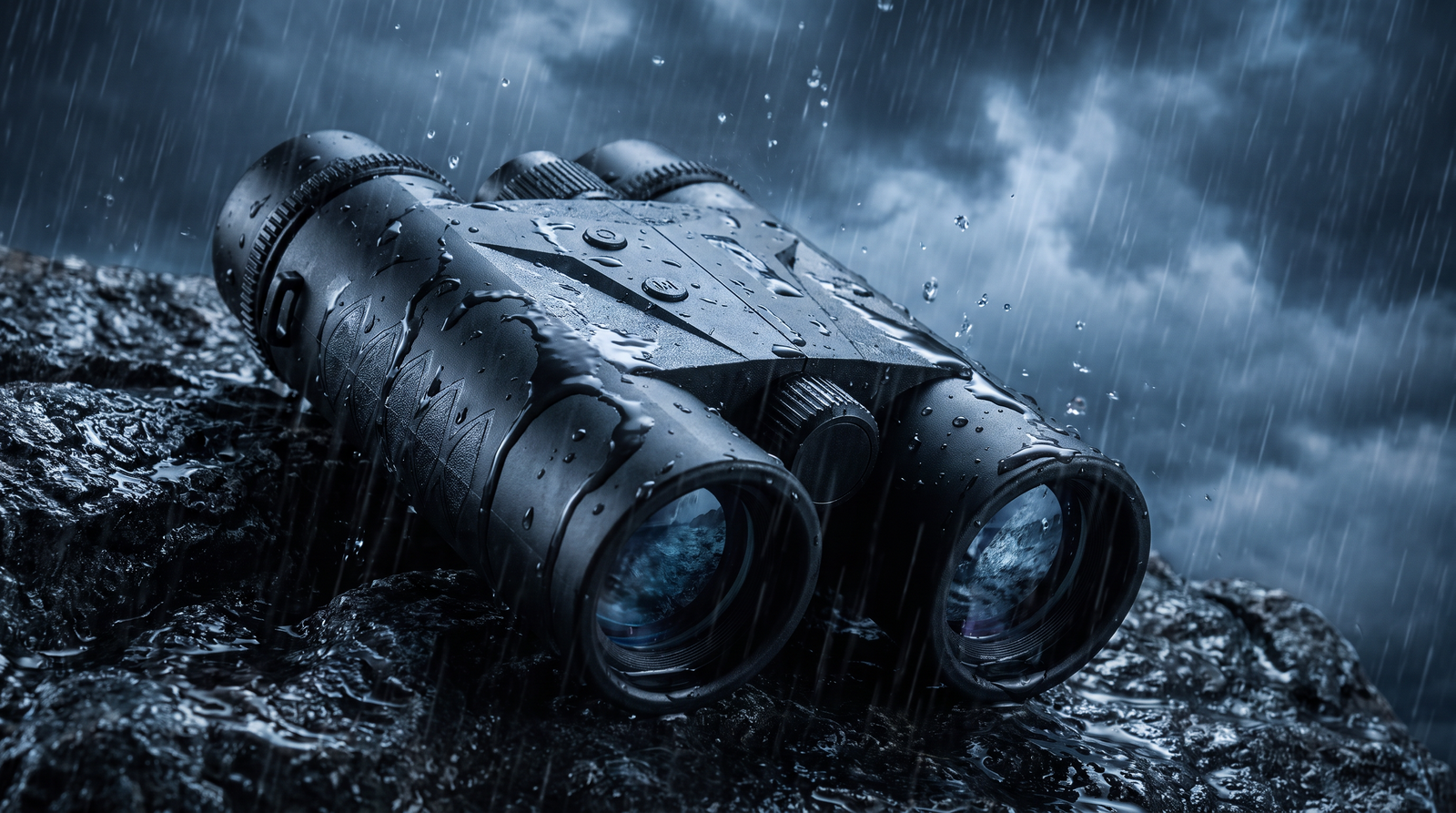 Bramwell Views binoculars in driving rain