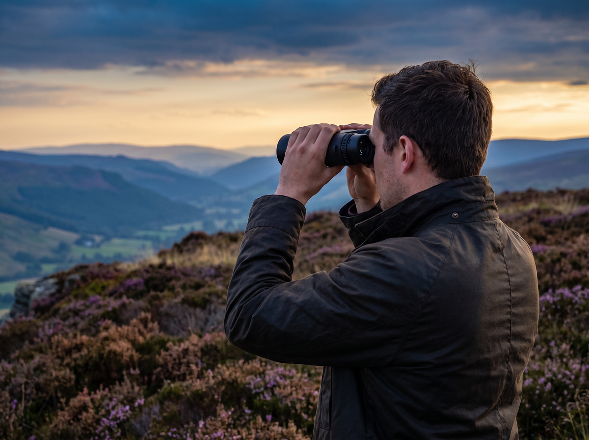 Glassing a valley at dusk