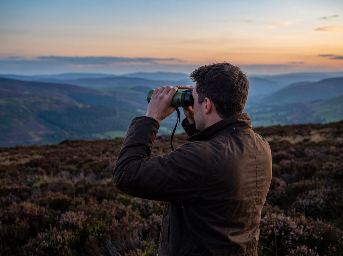 Glassing a valley at dusk