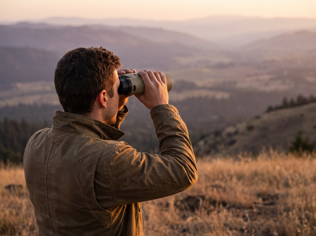 Glassing a valley at dusk