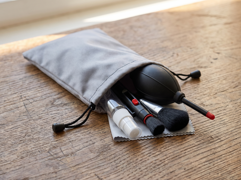 The kit and its drawstring pouch