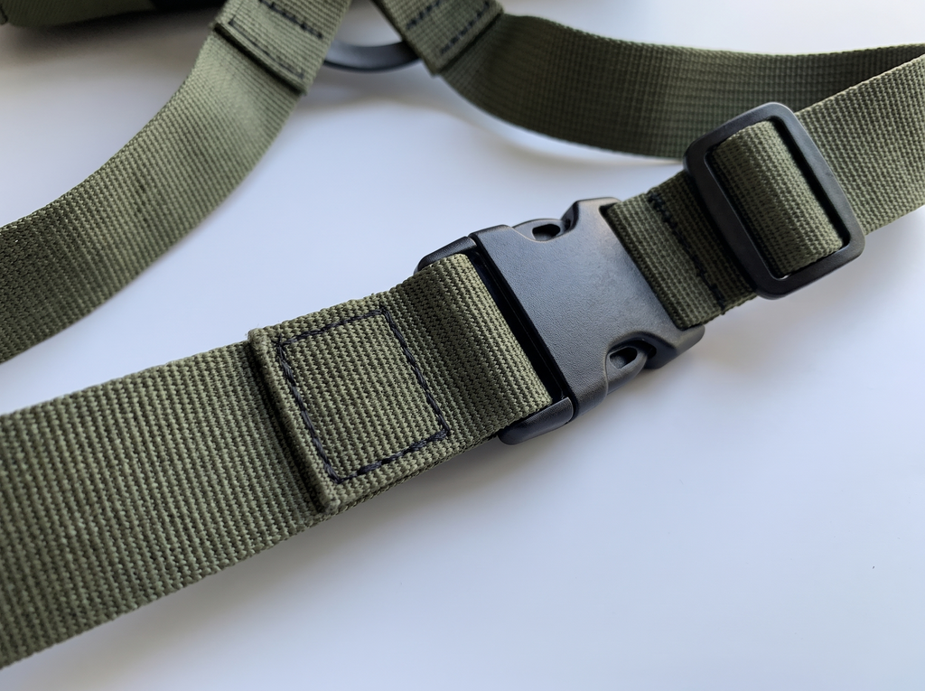Webbing strap and side release buckle detail
